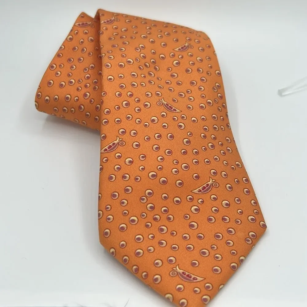 Hermes Peapod 100% silk tie